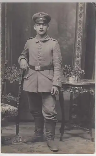 (37442) Foto AK 1.WK Soldat Kabinettfoto, Feldpost 1915