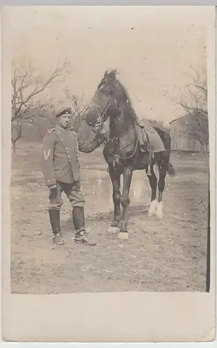 (33637) orig. Foto 1.WK Soldat mit Pferd, 1914-18