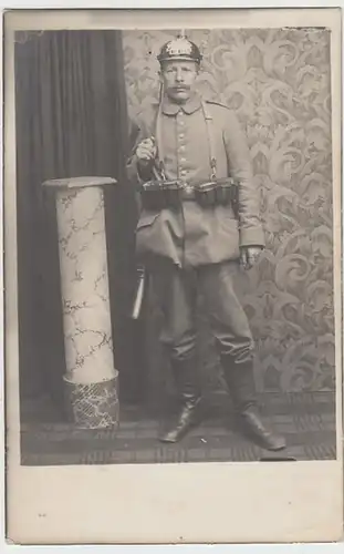 (30675) Foto AK Soldat mit Pickelhaube, 1.WK, vor 1918