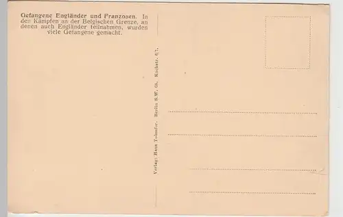 (100277) AK 1. WK, Soldaten, gefangene Engländer u. Franzosen, Belgien