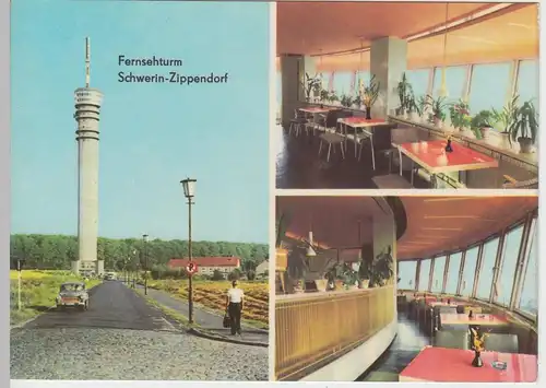 (96663) AK Schwerin Zippendorf, Fernsehturm, Mehrbildkarte, 1968