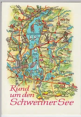 (87158) AK Wanderkarte, Landkarte - Schweriner See - 1987