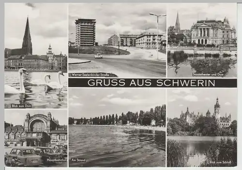 (75366) Foto AK Schwerin, Mehrbildkarte 1970