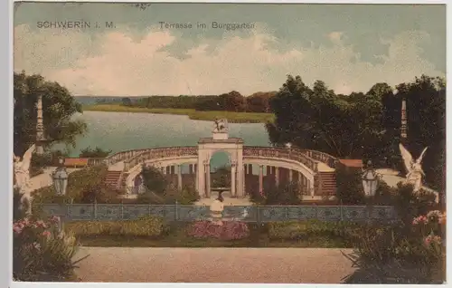(115475) AK Schwerin, Terrasse im Burggarten 1909