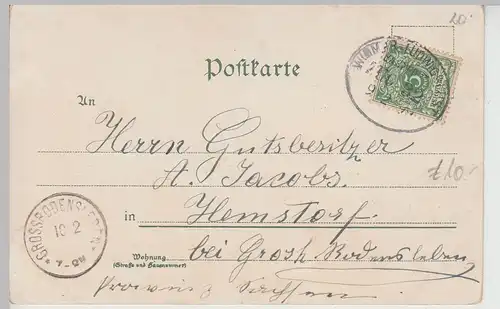 (112926) AK Gruss aus Schwerin, Mehrbild Litho, Bahnpost 1899