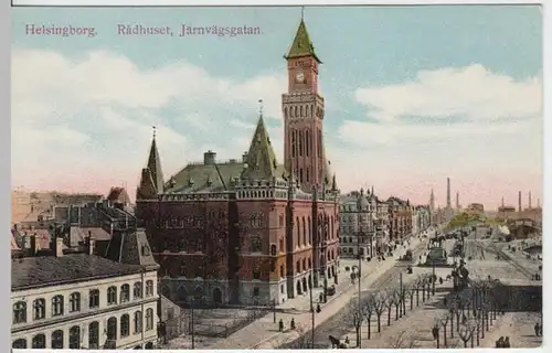 (6903) AK Helsingborg, Rathaus, Järnvägsgatan, vor 1945
