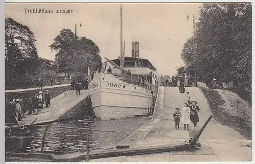 (32195) AK Trollhättan, Schiffsschleuse, vor 1945