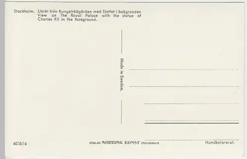 (21595) Foto AK Stockholm, Schloss, Denkmal Charles XII., nach 1945