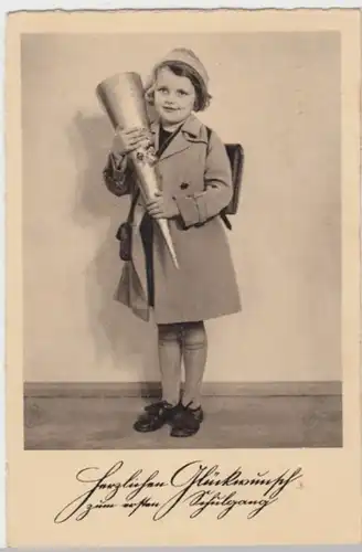 (12741) AK Schulanfang, Mädchen mit Zuckertüte 1941