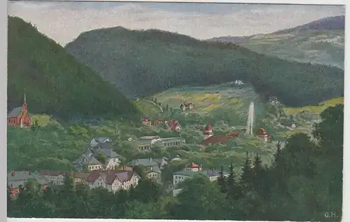 (98289) Künstler AK Bad Reinerz, Duszniki-Zdrój, Gesamtansicht vor 1945