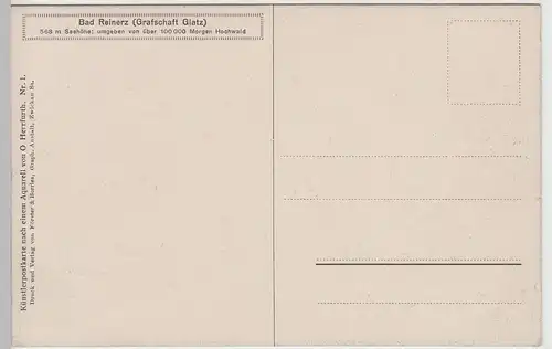 (98289) Künstler AK Bad Reinerz, Duszniki-Zdrój, Gesamtansicht vor 1945