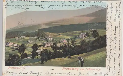 (93601) AK Brückenberg, Karpacz Górny, Ansicht mit Schneekoppe, 1901