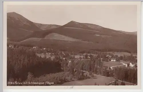 (91630) Foto AK Wolfshau, Wilcza Poreba, Ansicht mit Schneekoppe, 1928