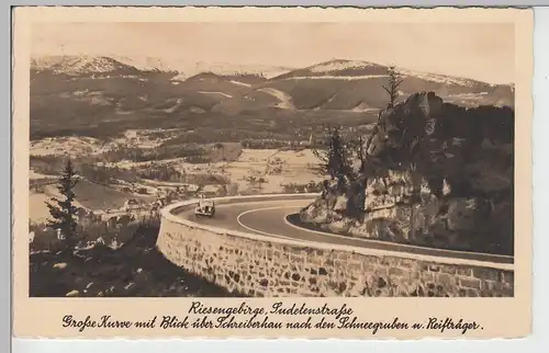 (87534) Foto AK Riesengebirge, Sudetenstr., Schreiberhau 1940