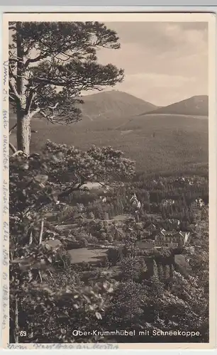 (87374) Foto AK Ober Krummhübel, Karpacz, Ansicht mit Schneekoppe, 1937