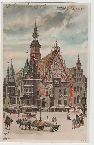 (77002) Künstler AK Kley: Breslau, Wroclaw, Rathaus, 1905