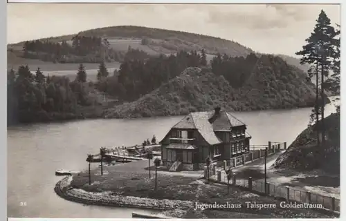 (7576) Foto AK Goldentraum, Schles., Jugendseehaus Talsperre, vor 1945