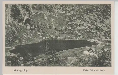 (71284) AK Riesengebirge, Kleiner Teich (Maly Staw) mit Baude, vor 1945