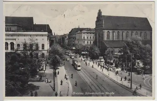 (43101) AK Breslau, Wroclaw, Schweidnitzer Straße, Straßenbahn 1941