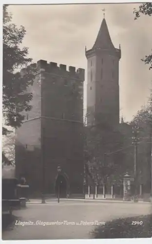 (4255) Foto AK Liegnitz, Schles., Glogauer Torturm, Petersturm, vor 1945