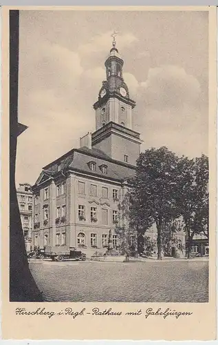 (36964) AK Hirschberg (Jelenia Góra), Rathaus m. Gabeljürgen, vor 1945