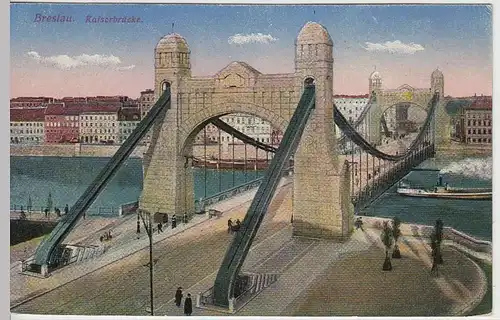 (36584) AK Breslau, Wroclaw, Kaiserbrücke, Feldpost 1917