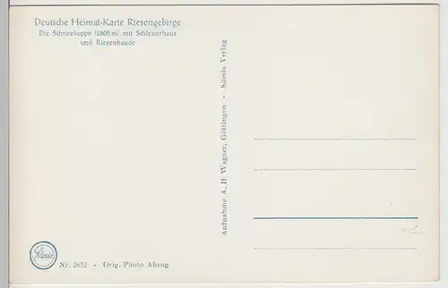 (112317) Foto AK Schneekoppe, Sniezka, Schlesierhaus, Riesenbaude, vor 1945