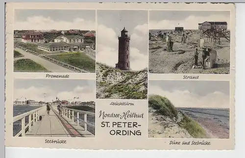 (98248) AK St. Peter Ording, Promenade, Düne, Seebrücke 1957