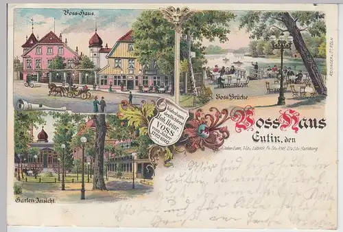 (97657) AK Eutin, Voss Haus, Garten, Voss Brücke 1899