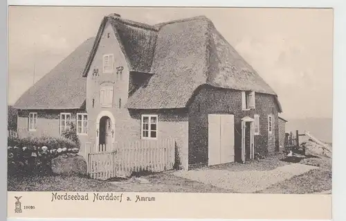 (93523) AK Nordseebad Norddorf auf Amrum, reetgedecktes Haus, vor 1905
