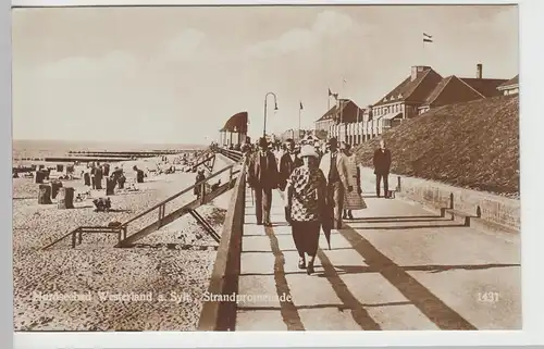 (90821) Foto AK Westerland auf Sylt, Strandpromenade, 1920/30er