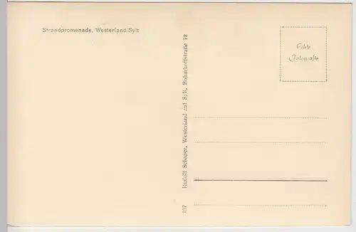 (90817) Foto AK Westerland auf Sylt, Strandpromenade, vor 1945