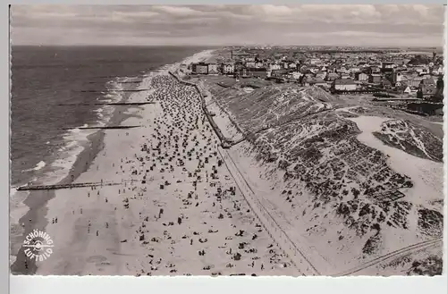 (90810) Foto AK Westerland auf Sylt, Strand Luftbild nach 1945