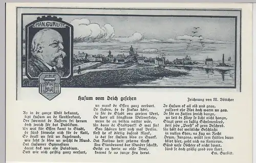 (90783) AK Husum, vom Deich gesehen, Zeichnung v. M. Böttcher