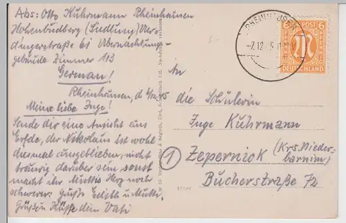 (87802) AK Erfde, Straßenansicht, gelaufen Dez. 1945