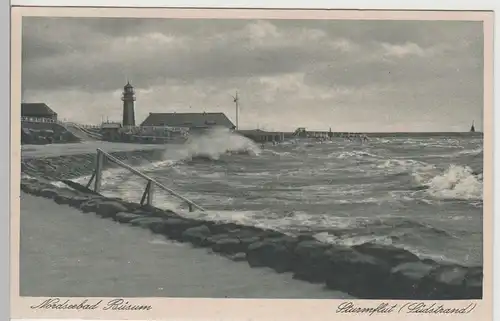 (78788) AK Nordseebad Büsum, Sturmflut am Südstrand, 1935