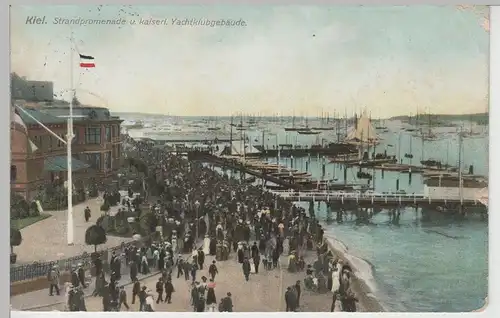 (78421) AK Kiel, Strandpromenade u. kaiserl. Yachtklubgebäude, 1909