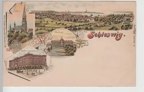 (76752) AK Gruss aus Schleswig, Mehrbild Litho um 1900