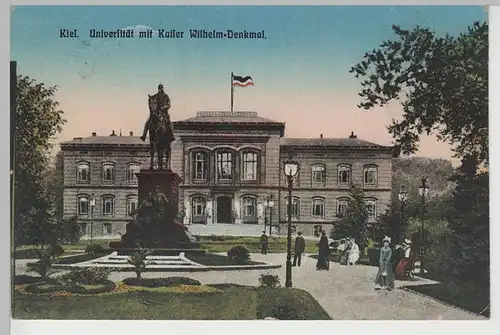 (76412) AK Kiel, Universität, Kaiser Wilhelm Denkmal, Marinepost 1917