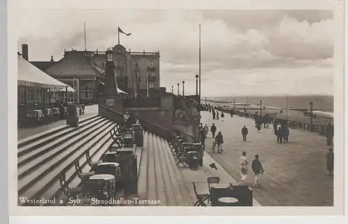 (76395) Foto AK Westerland, Sylt, Strandhallen Terrasse 1929