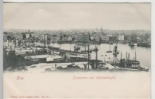 (74103) AK Kiel, Panorama und Handelshafen, bis 1905