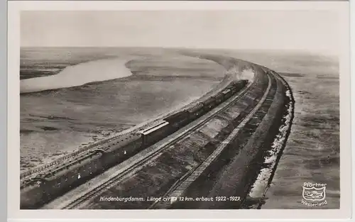 (74086) Foto AK Hindenburgdamm mit Personenzug 1938