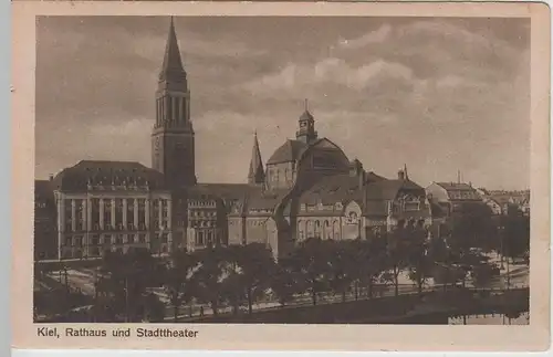 (66374) AK Kiel, Rathaus und Stadttheater vor 1945