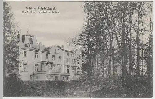 (64022) AK Schloss Friedrichsruh, Rückansicht mit hist. Balkon 1908