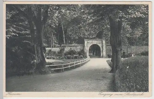 (62732) AK Husum, Eingang zum Stadtpark, vor 1945