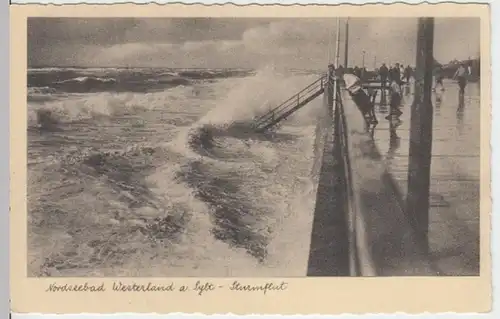 (5494) AK Westerland, Sylt, Promenade, Sturmflut