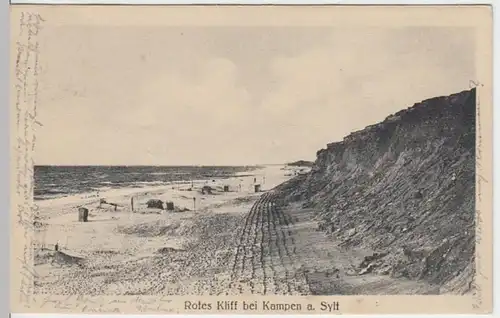 (5473) AK Rotes Kliff, Sylt, bei Kampen, Steilküste, Strand 1924