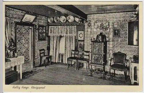 (5472) AK Hallig Hooge, Königspesel, Inneres, vor 1945