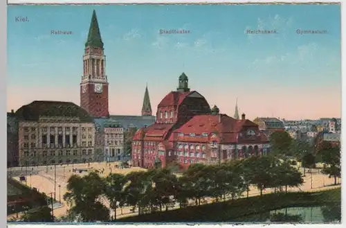 (4987) AK Kiel, Rathaus, Stadttheater 1910/20er