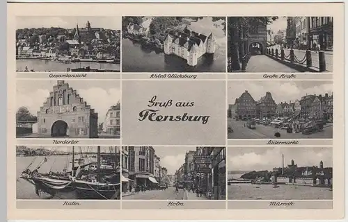 (44918) AK Flensburg, Mehrbildkarte vor 1945